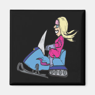 Imã Mulheres que Snowmobiling