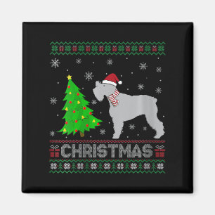 Imã Mulheres Schnauzer Cachorro Xmas Tree Iluminação F
