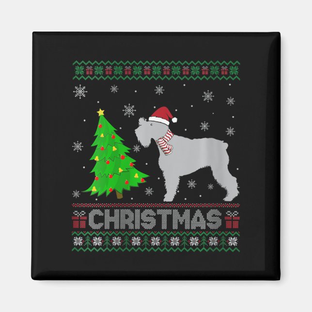 Imã Mulheres Schnauzer Cachorro Xmas Tree Iluminação F (Frente)
