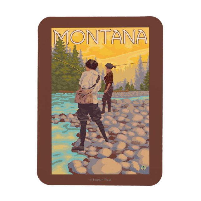 Ímã Mulheres voam pescando em Montana (Vertical)