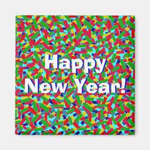 Imã Multicolor Confetti "Feliz ano novo"!