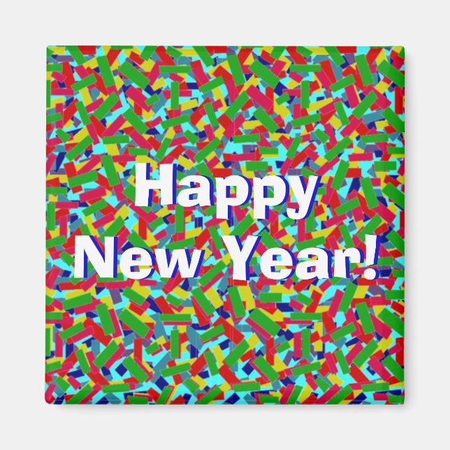 Imã Multicolor Confetti "Feliz ano novo"! (Frente)
