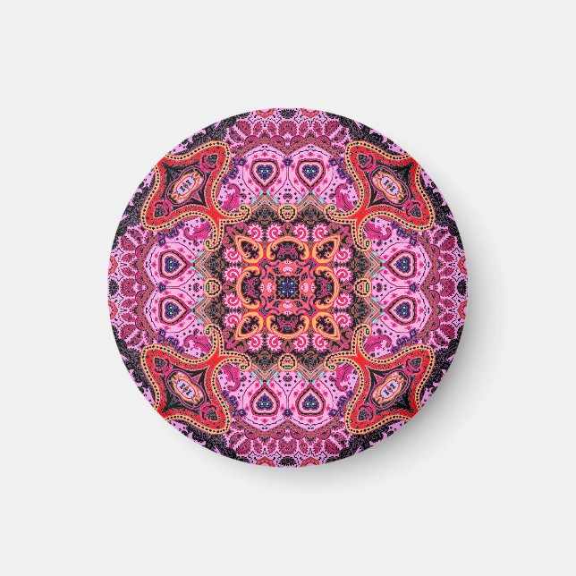 Imã Multicolor paisley, impressão de cachecol (Frente)