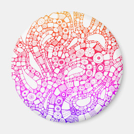 Imã Multicolor Wavy Circles Square Abstract Drawing