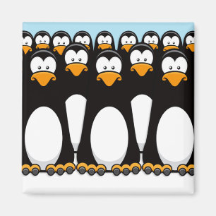 Imã Multidão de pinguins engraçados dos desenhos