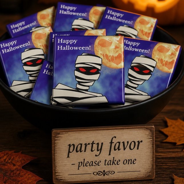 Imã Múmia e Lua Assustadora Feliz Halloween Quadrado (Criador carregado)