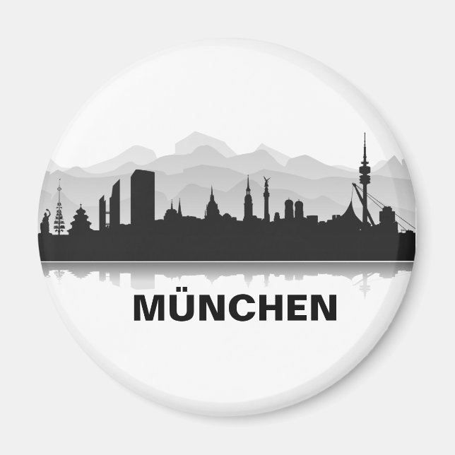 Imã München Skyline frigorífico íman (Frente)