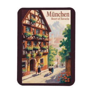 Ímã Munique Alemanha Baviera Ilustração Viagem Arte