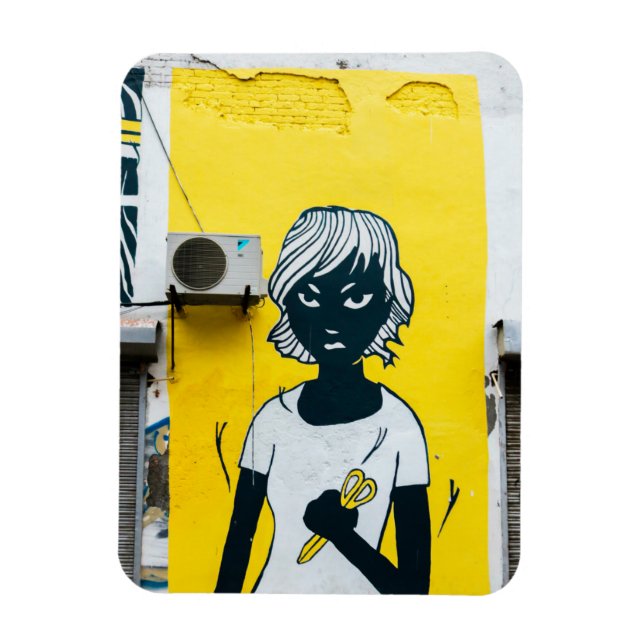 Ímã Muros de Ruas de Pintura de Rapariga Raios (Vertical)