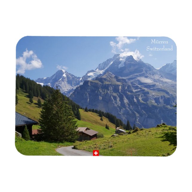 Ímã Mürren, Suiça. Dia de Verão nos Alpes suíços (Horizontal)
