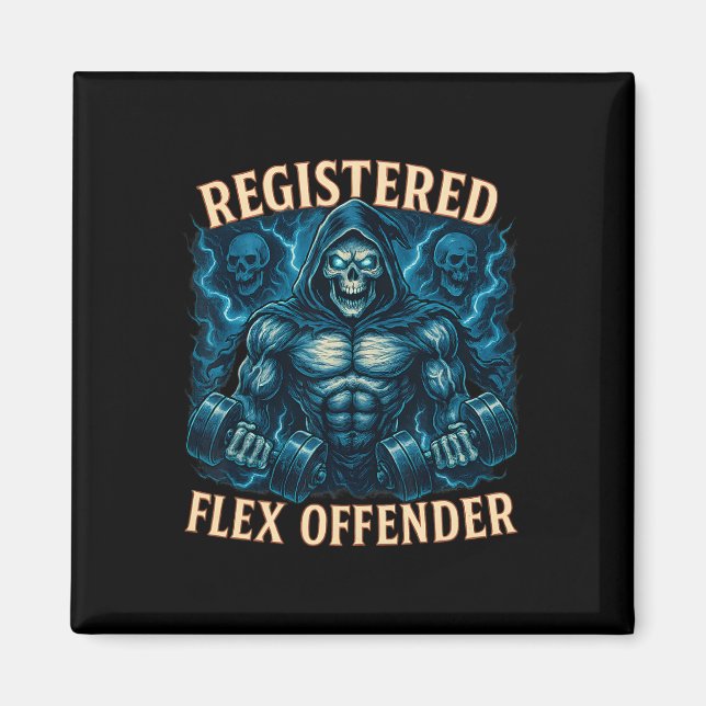 Imã Muscle Grim Reaper Registrado Flex Offender Funny (Frente)