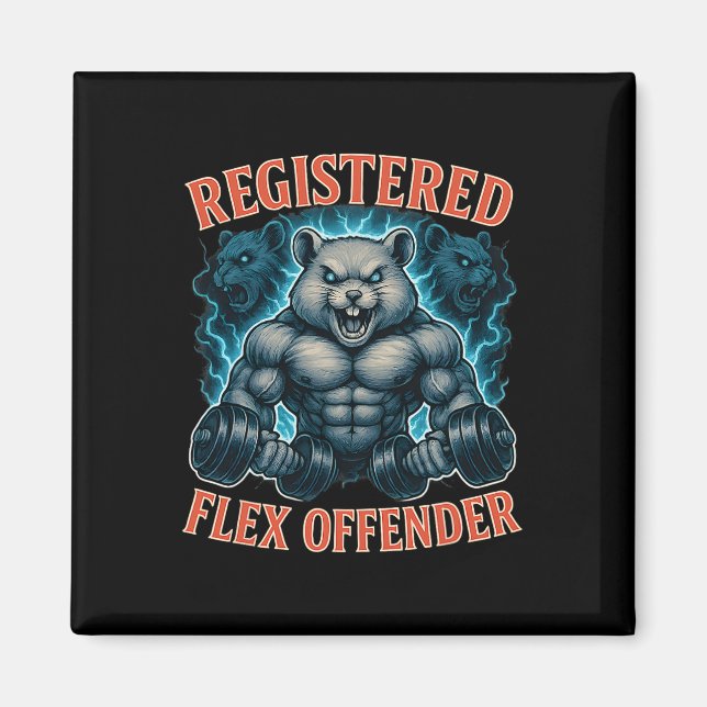 Imã Muscle Hamster Registrado Flex Offender Funny Gym (Frente)