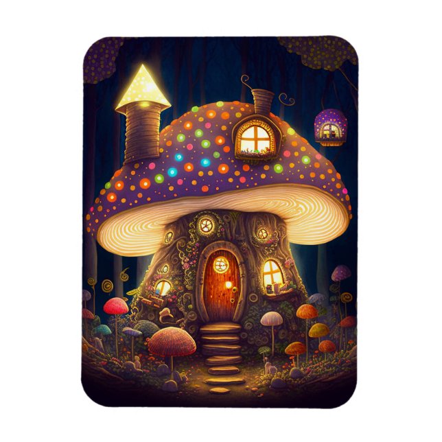 Ímã Mushroom House Fantasy Art (Vertical)