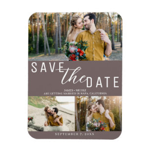 Ímã Mushroom Taupe Save the Date Casamento 3 Fotos