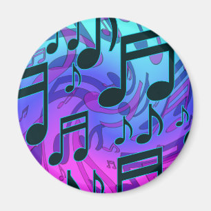 Imã Music Notes Blue Purple Aqua Pattern
