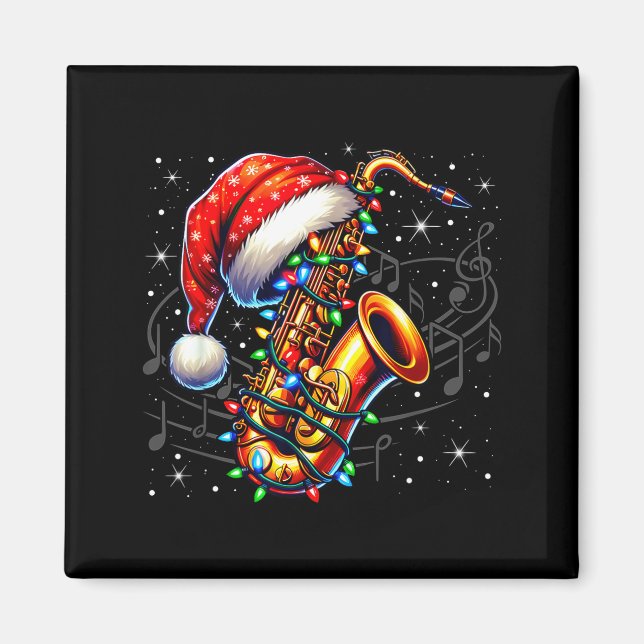 Imã Music Notes Treble Clef Christmas Saxophone Jazz M (Frente)
