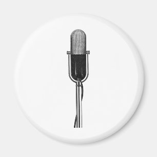 Imã Música Antiga, Microfone Retro à Moda Antiga