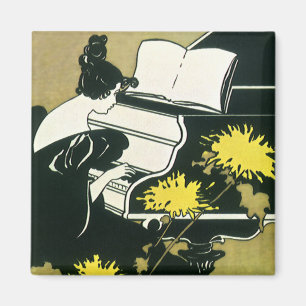 Imã Música Antiga, Senhorita Traumerei Tocando Piano,