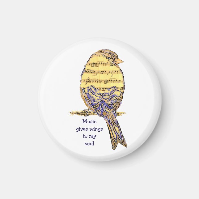 Imã Música dá a minha alma asas Música Nota Pássaro (Frente)