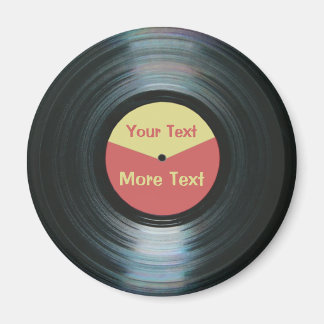 Imã Música de vinil preto com rótulo de registro verme