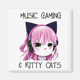 Imã Música Gaming e Kitty Cat Anime Girl