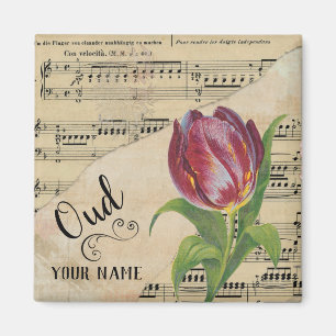 Imã Música Personalizada Da Folha De Vintagem Da Tulip