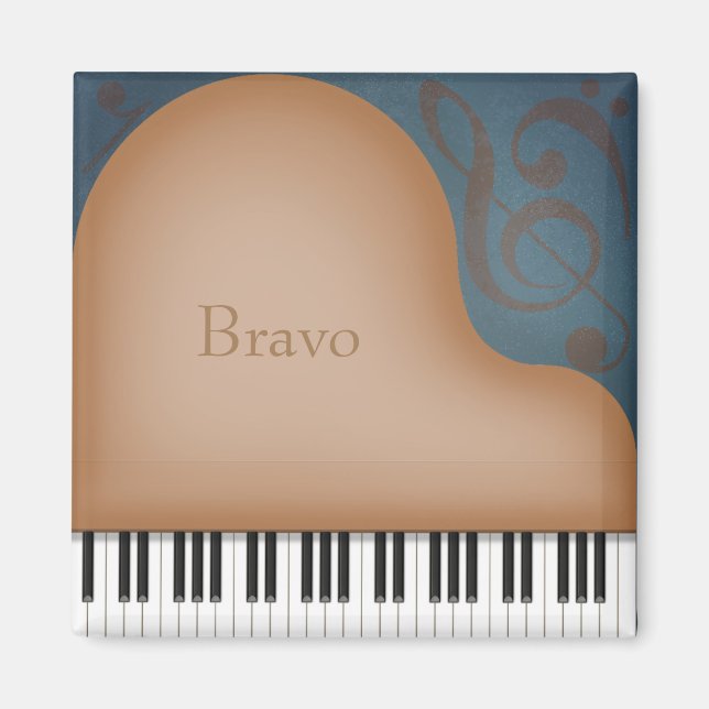 Imã Música Personalizável "Bravo" Brown Grand Piano (Frente)