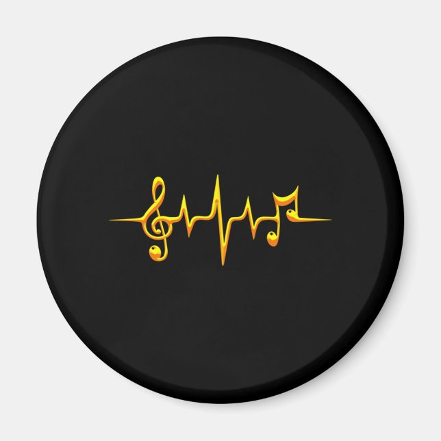 Imã Música Pulse Notes Clef Frequency Wave Sound (Frente)