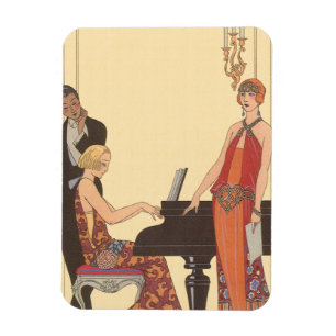 Ímã Música Vintage, Art Deco Pianista Músico Cantor