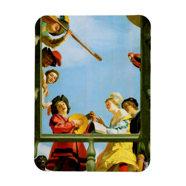Ímã Musical Group on Balcony Fine Art Dutch Painting (Vertical)