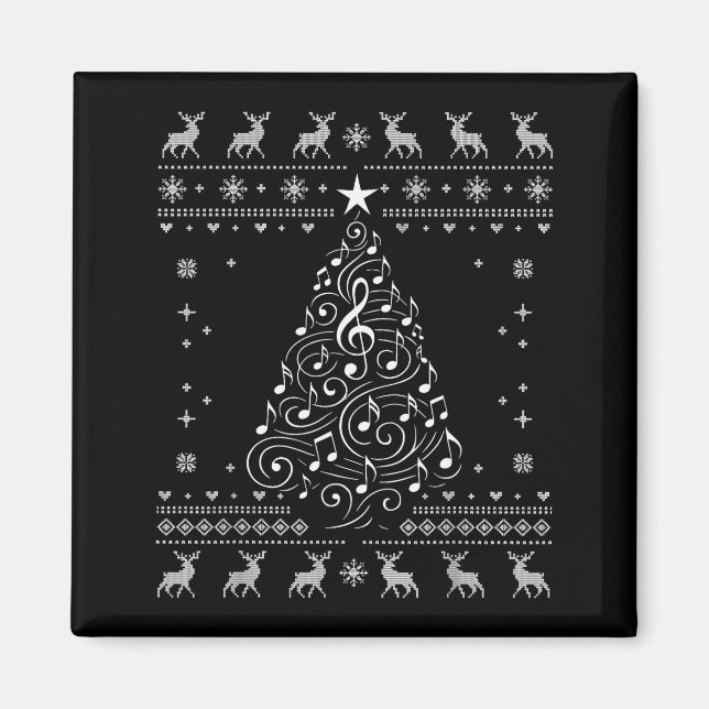 Imã Musical Notes Tree Christmas Ugly Sweater Xmas  (Frente)