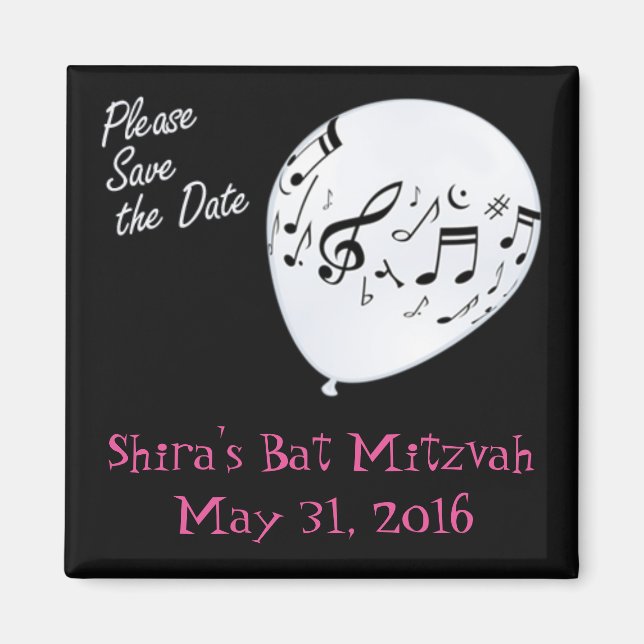 Imã Musical Save the Date Bar ou Bat Mitzvah (Frente)