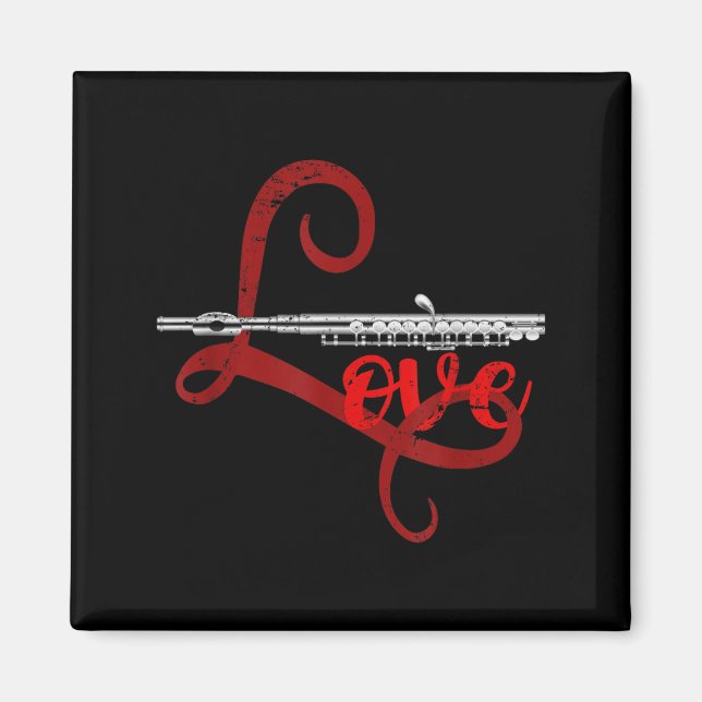 Imã Musician Flutist Valentines Day Gift Orchestra Flu (Frente)