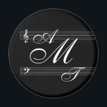 Imã Músicos apaixonados por logotipo de monograma<br><div class="desc"></div>