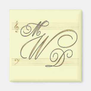 Imã Músicos no logotipo do monograma do casamento do