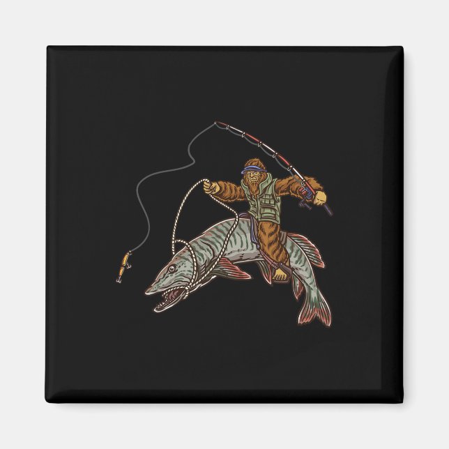 Imã Muskie Fishing Tiger Musky Hunting Bigfoot Fisherm (Frente)