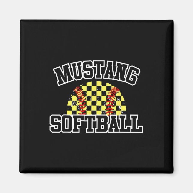 Imã Mustangs Softll Mom Mustangs School Spirit Sports  (Frente)