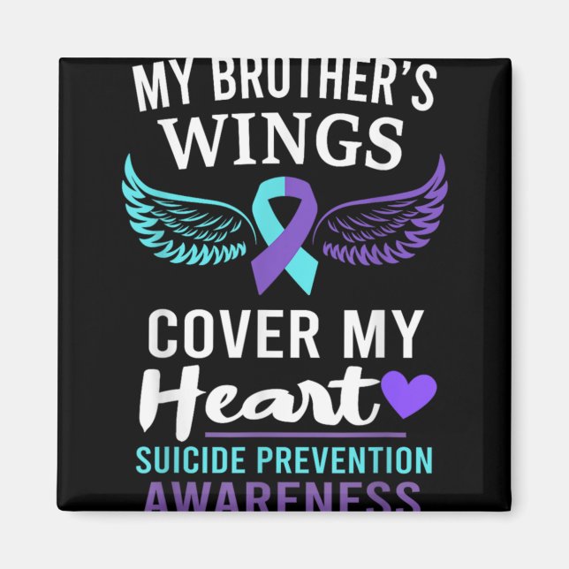 Imã My Brothers Wings Cover Heart Suicide Awareness R  (Frente)