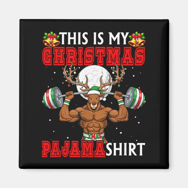 Imã My Christmas Pajama Shirt Reindeer Muscle Weightli (Frente)
