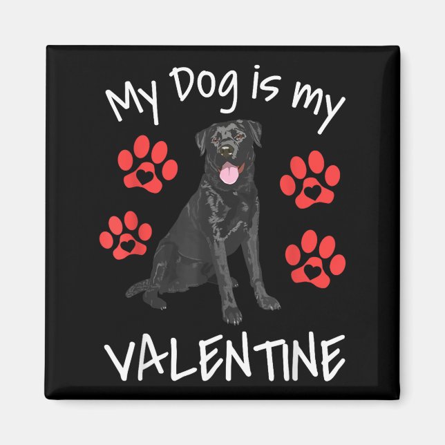 Imã My Dog Is My Valentine Funny Black Lab Cute Dog Pa (Frente)