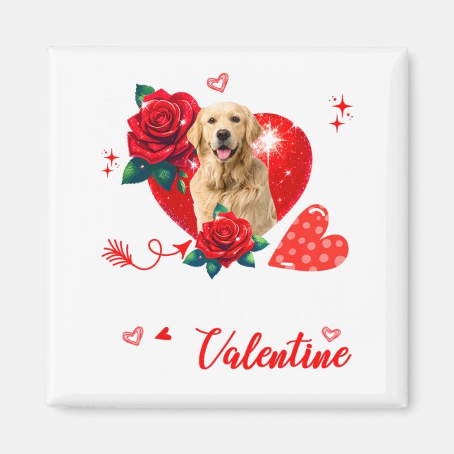 Imã My Golden Retriever Is My Valentine Owner Floral H (Frente)