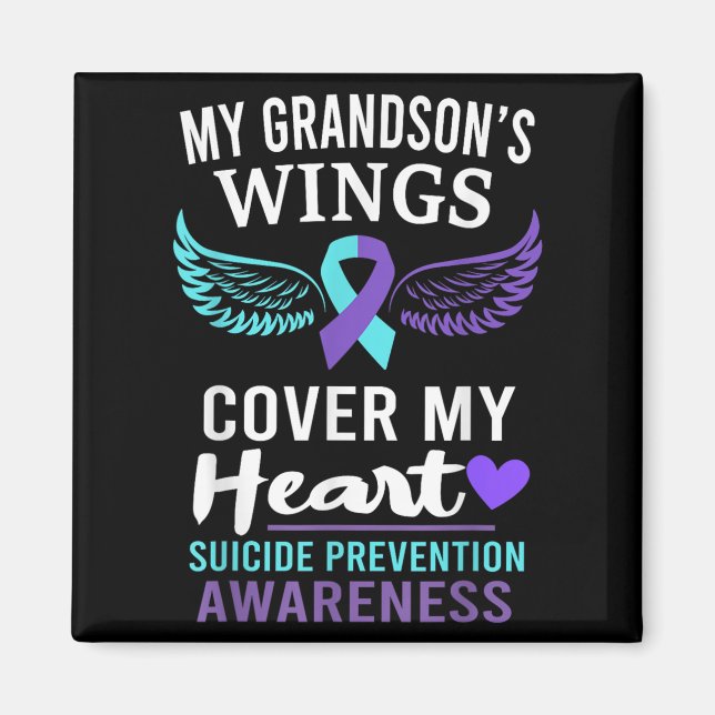 Imã My Grandson's Wings Cover Heart Suicide Awareness  (Frente)
