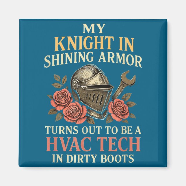 Imã My Knight In Shining Funny Hvac Tech Wife Women Gi (Frente)