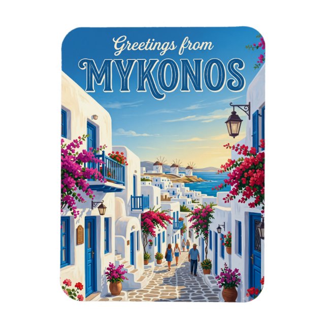 Ímã Mykonos Cidade Velha Grécia (Vertical)