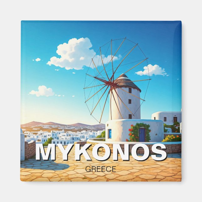 Imã Mykonos Fridge Windmill (Frente)