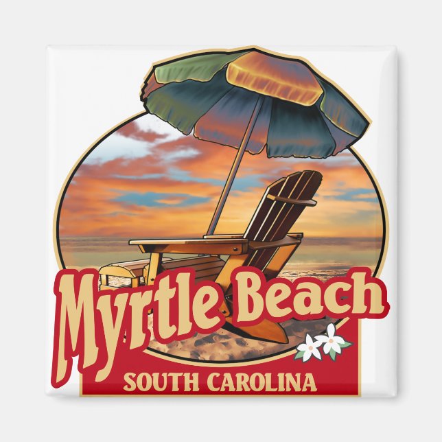 Imã Myrtle Beach SC Beach Scene Design (Frente)