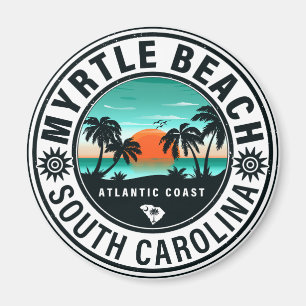Imã Myrtle Beach South Carolina Retro Sunset Souvenirs