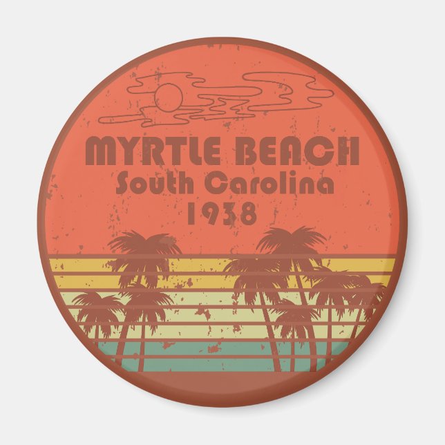 Imã Myrtle Beach Vintage Carolina do Sul (Frente)