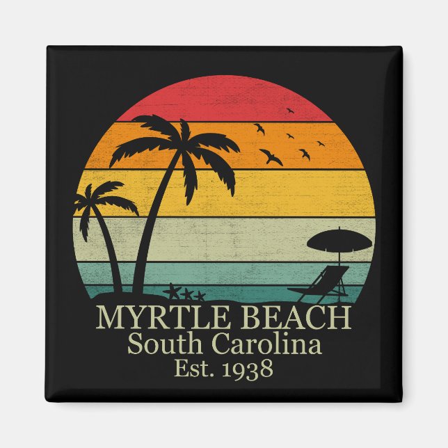 Imã Myrtle Beach Vintage Carolina do Sul (Frente)