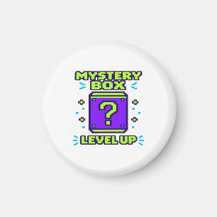 Imã Mystery Box Level Up Retro 8 Bit Pixel Gamer T Shi